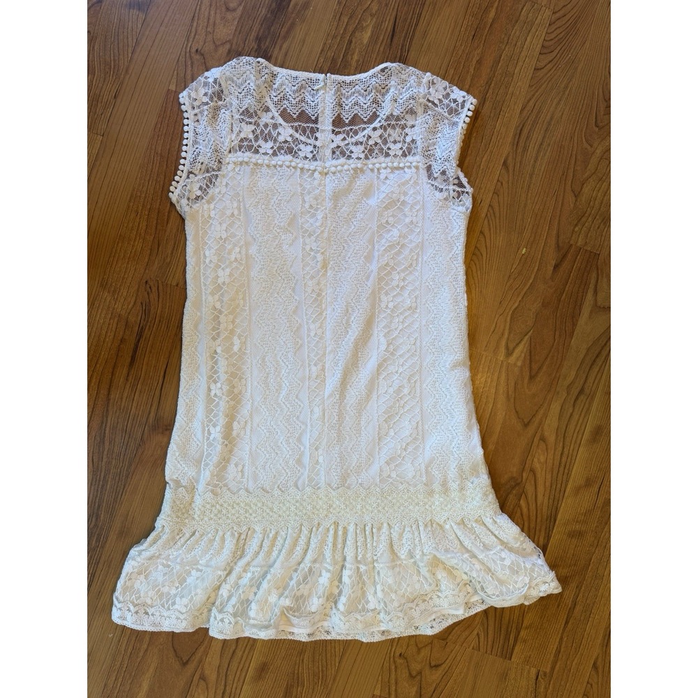 Ariat White Floral Lace Dress Size S – Pom Pom Ruffle Western Boho Cottagecore - Picture 3 of 7